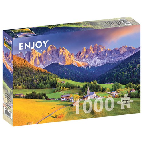 Puzzle 1000 el. Kościół w Dolomitach / Włochy