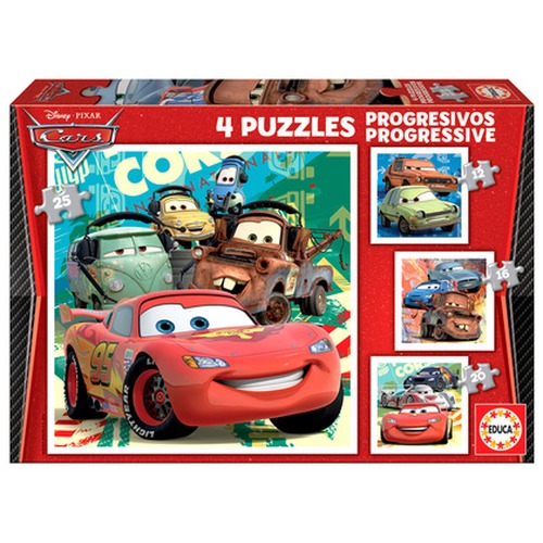 Puzzle 12 el. + 16 el. + 20 el. + 25 el. Auta