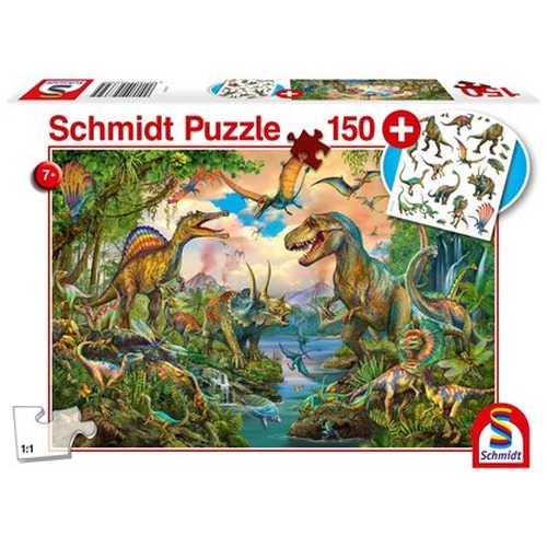 Puzzle 150 el. Dinozaury + tatuaże