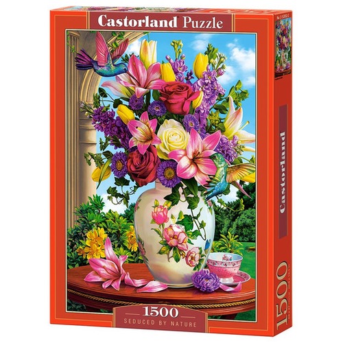 Puzzle 1500 elementów Wazon z kwiatami - Kolibry