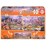 Puzzle 2 x 100 el. Dzikie zwierzęta (panorama)