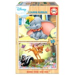 Puzzle 2 x 16 el. Bambi / Dumbo (drewniane)