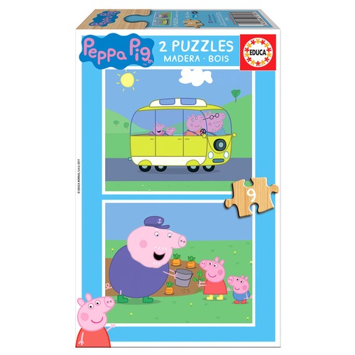 Puzzle 2 x 9 el. Świnka Peppa (drewniane)