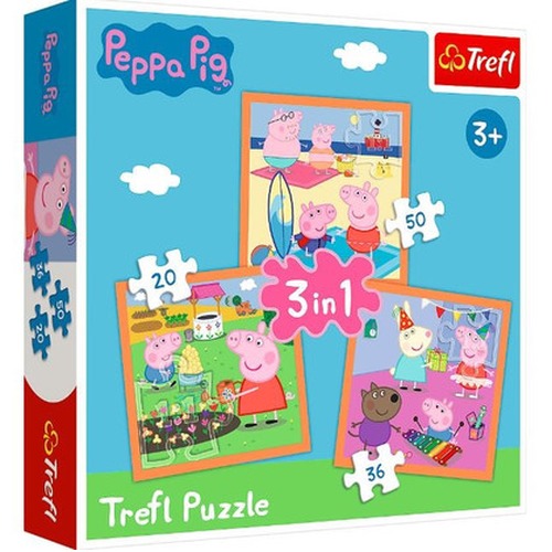 Puzzle 3w1 Pomysłowa świnka Peppa