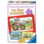 Puzzle 3x6 elementów Traktor, koparka i ciężarówka